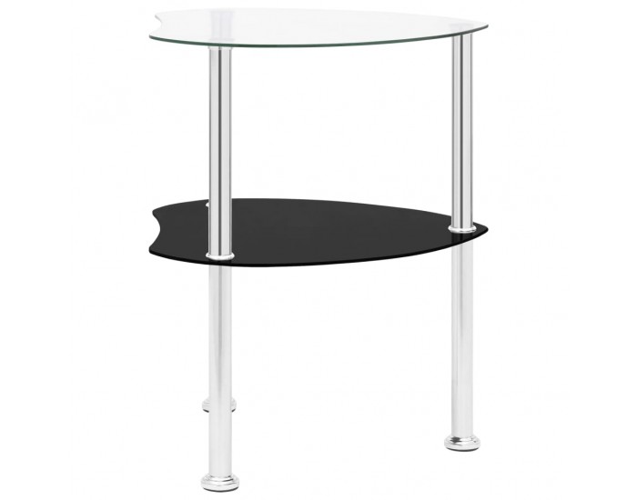 Sonata H Странична маса с 2 рафта прозрачно и черно 38x38x50 см стъкло