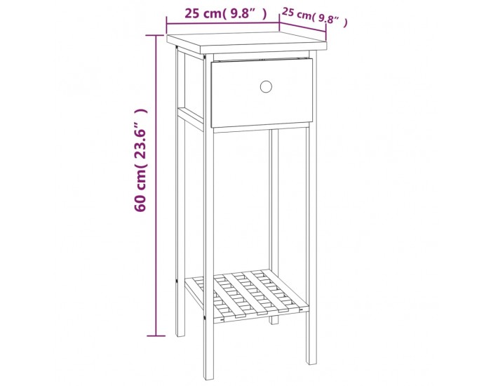 Sonata H Странична маса с чекмедже 25x25x60 см орехово дърво масив