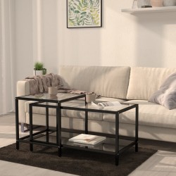 Sonata H Масички за чай, 2 бр, закалено стъкло, черни - Măsuțe de living