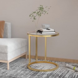 Sonata H Помощна маса, златисто и прозрачно, 45 см, закалено стъкло - Măsuțe de living