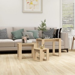 Sonata H Стифиращи маси, 3 бр, сонома дъб, инженерно дърво - Măsuțe de living
