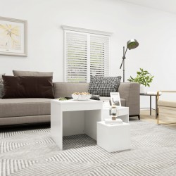 Sonata H Стифиращи маси, 3 бр, бели, инженерно дърво - Măsuțe de living