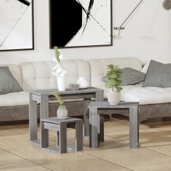 Sonata H Стифиращи маси, 3 бр, сив сонома, инженерно дърво - Măsuțe de living