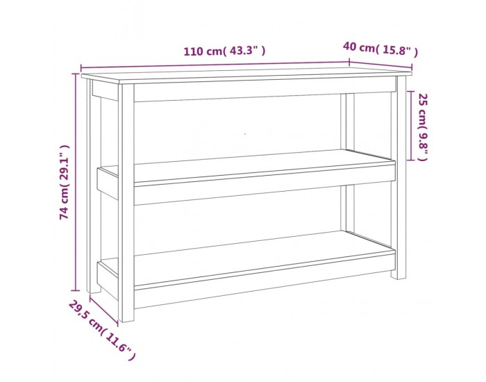 Sonata H Конзолна маса, 110x40x74 см, борово дърво масив