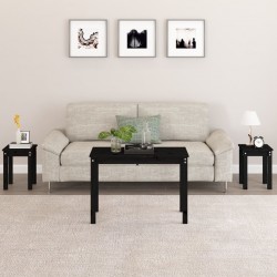 Sonata H Стифиращи маси, 3 бр, черни, бор масив - Măsuțe de living