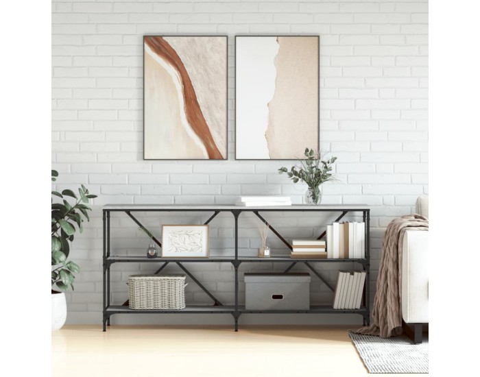 Sonata H Конзолна маса сив сонома 160x30x75 см инженерно дърво и желязо