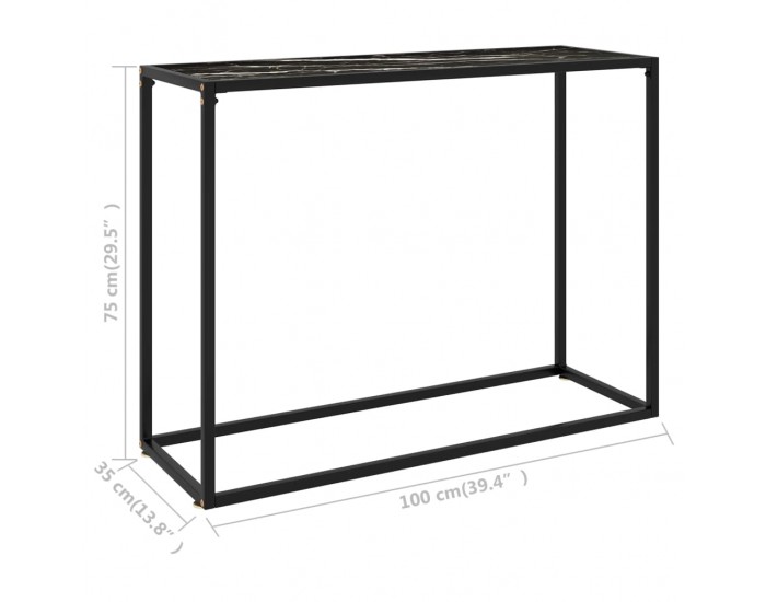 Sonata H Конзолна маса, черна, 100x35x75 cм, закалено стъкло