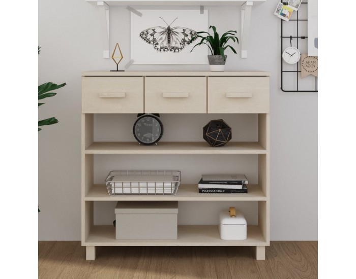 Sonata H Конзолна маса HAMAR меденокафява 90x35x90 см борово дърво масив
