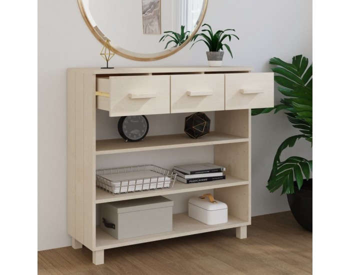 Sonata H Конзолна маса HAMAR меденокафява 90x35x90 см борово дърво масив