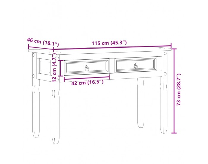 Sonata H Конзолна маса Corona 115x46x73 см борово дърво масив