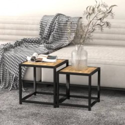 Sonata H Маси за чай, 2 бр, МДФ, черно и жълто - Măsuțe de living