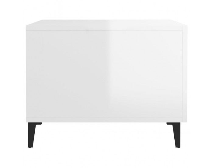 Sonata H Маса за кафе с метални крака 2 бр Бял гланц 50x50x40 см