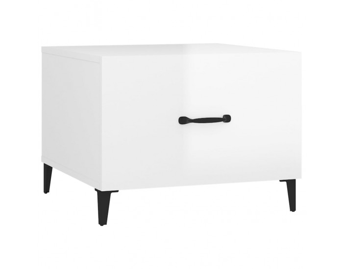 Sonata H Маса за кафе с метални крака 2 бр Бял гланц 50x50x40 см