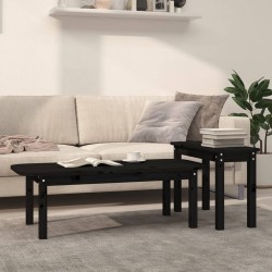 Sonata H Комплект масички за кафе от 2 части, черен, борово дърво масив - Măsuțe de living