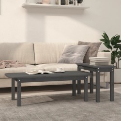 Sonata H Комплект масички за кафе от 2 части, сив, борово дърво масив - Măsuțe de living