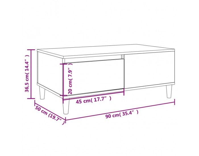 Sonata H Кафе маса, дъб сонома, 90x50x36,5 см, инженерно дърво