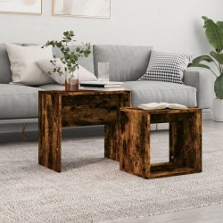 Sonata H Стифиращи кафе маси, 2 бр, опушен дъб, инженерно дърво - Măsuțe de living