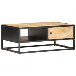 Sonata H Кафе маса с резбована врата, 90x55x36 см, грубо мангово дърво - Mese