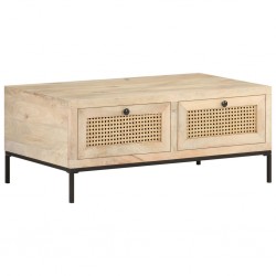 Sonata H Кафе маса, 90x50x37 cм, мангово дърво масив и тръстика - Mese