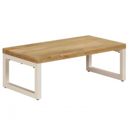 Sonata H Маса за кафе, 100x50x35 см, мангово дърво масив и стомана - Măsuțe de living