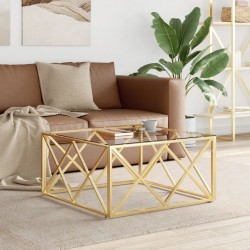 Sonata H Маса за кафе 80x80x40 cм неръждаема стомана и стъкло - Măsuțe de living