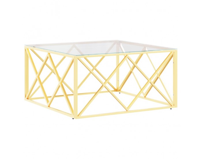 Sonata H Маса за кафе 80x80x40 cм неръждаема стомана и стъкло