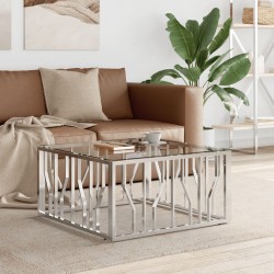 Sonata H Маса за кафе 80x80x40 cм неръждаема стомана и стъкло - Măsuțe de living