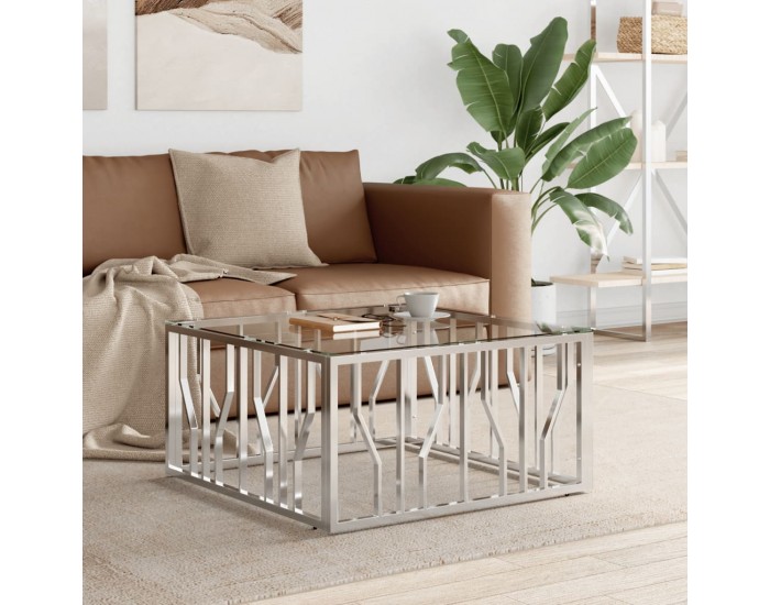 Sonata H Маса за кафе 80x80x40 cм неръждаема стомана и стъкло