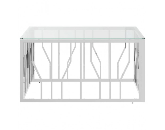 Sonata H Маса за кафе 80x80x40 cм неръждаема стомана и стъкло