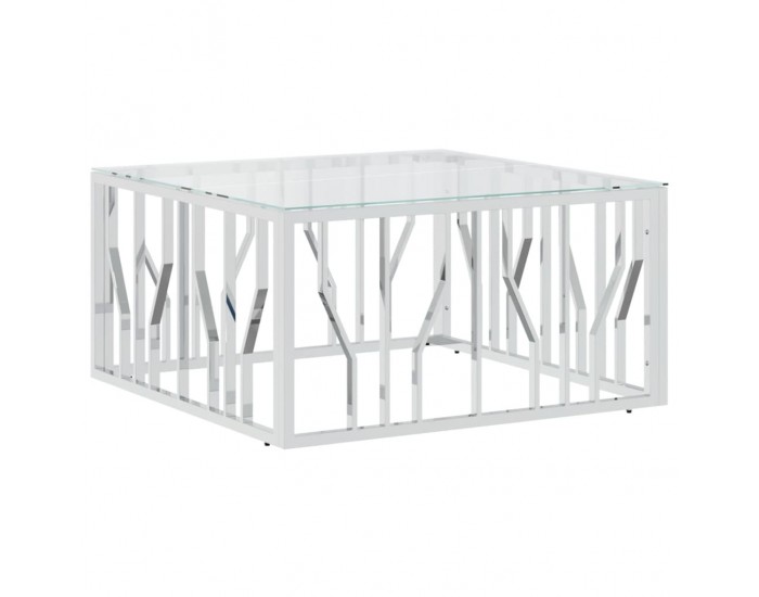 Sonata H Маса за кафе 80x80x40 cм неръждаема стомана и стъкло