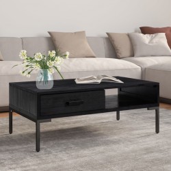 Sonata H Маса за кафе, черна, 90x50x35 см, борово дърво масив - Măsuțe de living