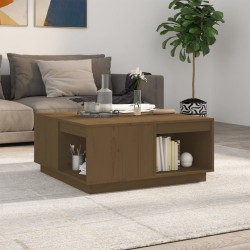 Sonata H Кафе маса, меденокафява, 80x81x36,5 см, борово дърво масив - Măsuțe de living
