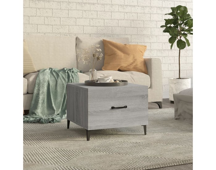 Sonata H Маса за кафе с метални крака, сив сонома, 50x50x40 см