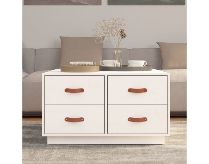 Sonata H Кафе маса, бяла, 80x80x45 см, борово дърво масив