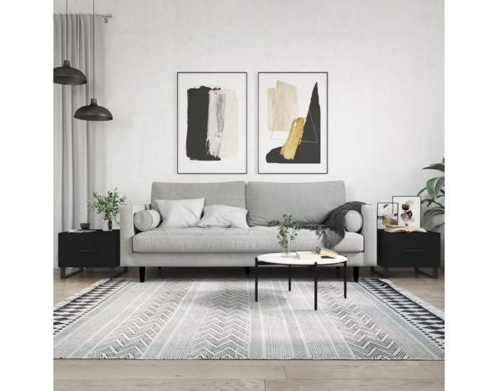Sonata H Кафе маси, 2 бр, черни, 50x50x40 см, инженерно дърво