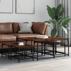 Sonata H Стифиращи кафе маси, 5 бр, опушен дъб, инженерно дърво - Măsuțe de living
