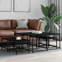 Sonata H Стифиращи кафе маси, 5 бр, черни, инженерно дърво - Măsuțe de living