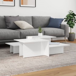 Sonata H Маси за кафе, 2 бр, бял гланц, инженерно дърво - Măsuțe de living