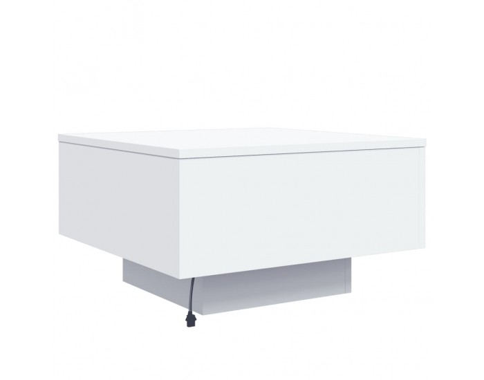Sonata H Маса за кафе с LED осветление, бяла, 55x55x31 см