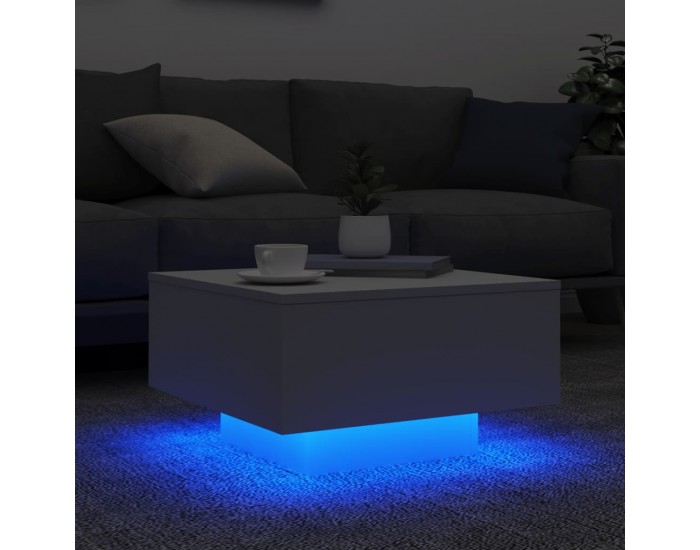 Sonata H Маса за кафе с LED осветление, бяла, 55x55x31 см