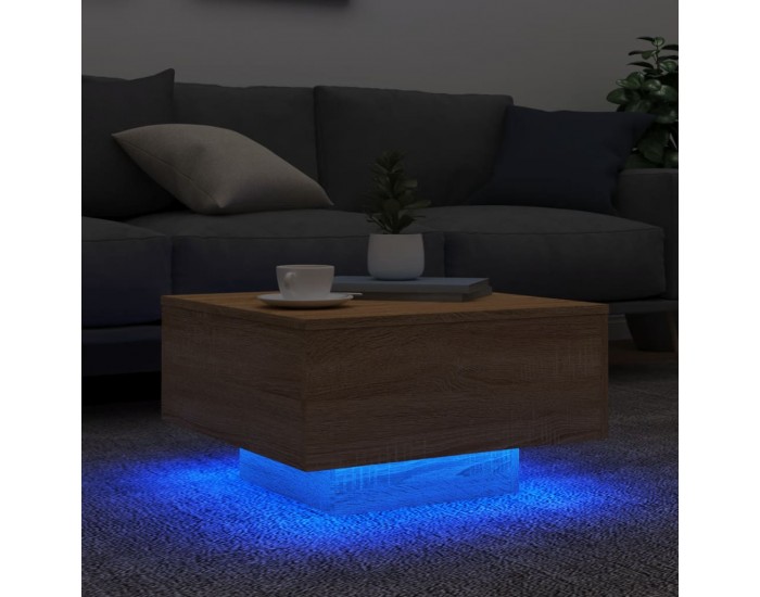 Sonata H Маса за кафе с LED осветление, сонома дъб, 55x55x31 см