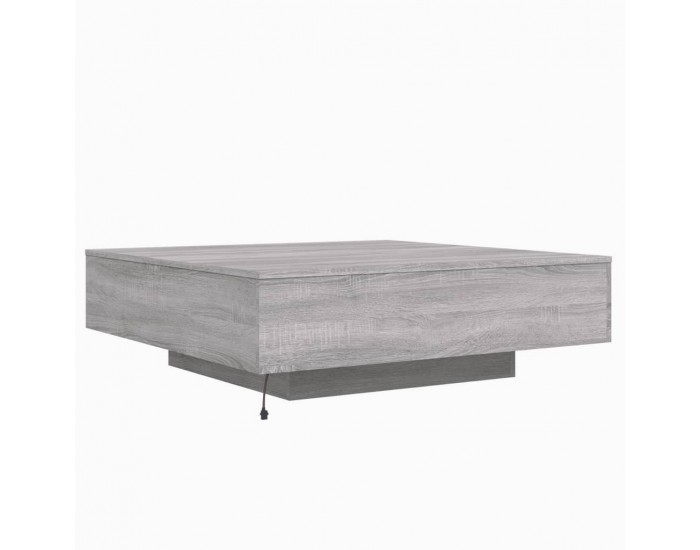 Sonata H Маса за кафе с LED осветление, сив сонома, 100x100x31 см