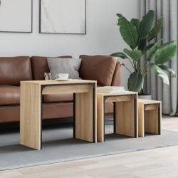 Sonata H Стифиращи кафе маси, 3 бр, сонома дъб, инженерно дърво - Măsuțe de living