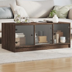 Sonata H Маса за кафе със стъклени врати, кафяв дъб, 102x50x42 см - Măsuțe de living