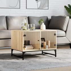 Sonata H Маса за кафе със стъклени врати, сонома дъб, 68,5x50x50 см - Măsuțe de living
