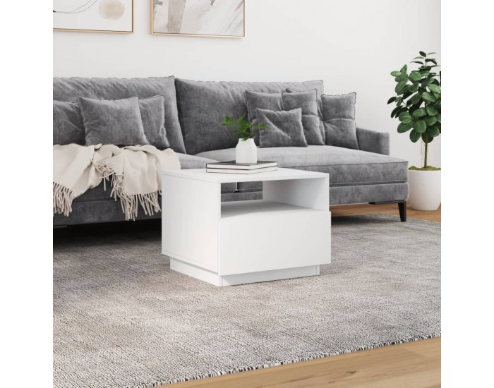 Sonata H Маса за кафе с LED осветление, бяла, 50x49x40 см