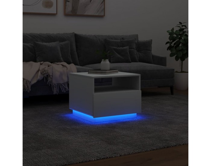 Sonata H Маса за кафе с LED осветление, бяла, 50x49x40 см