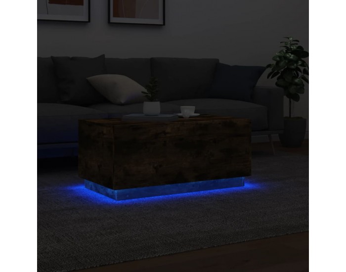 Sonata H Маса за кафе с LED осветление, опушен дъб, 90x50x40 см