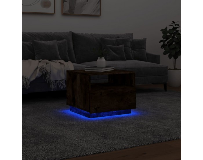 Sonata H Маса за кафе с LED осветление, опушен дъб, 50x49x40 см