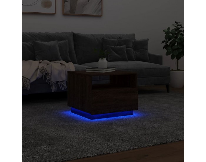 Sonata H Маса за кафе с LED осветление, кафяв дъб, 50x49x40 см
